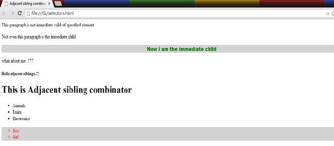 Adjacent sibling combinator